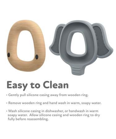 Nuby Natural Wood & Silicone Teether Elephant (80802) 3M+ Gray - Pack of 2 - Buy Online on SooperMarket.com
