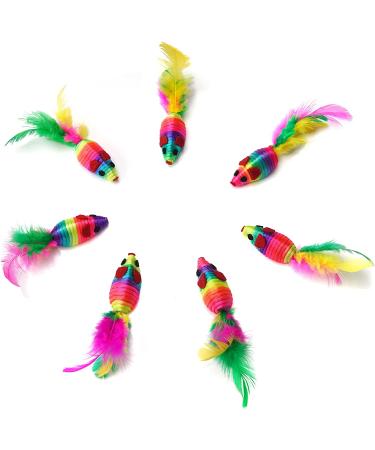 Chiwava 24PCS 5 Rattle Cat Toys with Feather Rainbow Rope - Interactive Mouse Kitten Toy - Buy Online on SooperMarket.com