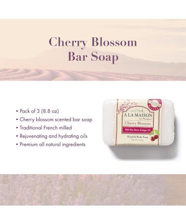 A LA MAISON Cherry Blossom Bar Soap - Triple French Milled Hand Soap Bar (3 Bars x 8.8 oz) 3 Pack - Buy Online on SooperMarket.com