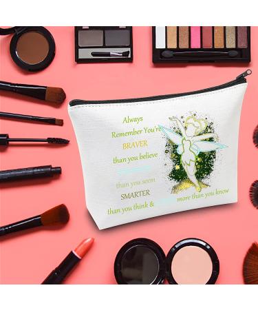 Fairy Tale Cosmetic Make Up Bag - Braver, Stronger, Smarter Than You Think - Fairy Pixie Inspired Gift - Zipper Pouch for Women/Girls - Always Tinkerbell - Buy Online on SooperMarket.com