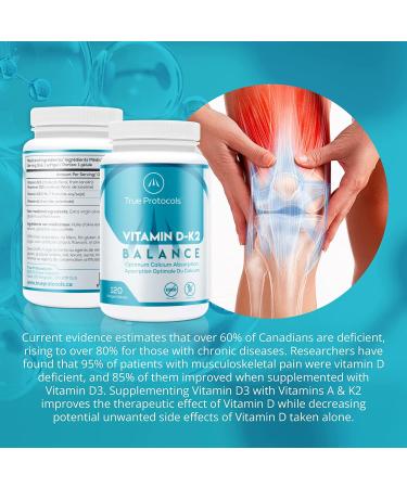 TRUE PROTOCOLS - Vitamin D-K2 Balance - Vitamin D3 (1000 IU) + Vitamin K2 MK7 (120 mcg) + Vitamin A (500 IU) - 240 Bioavailable Softgels For Strong Bones & Improved Muscle Function - 100% Non-GMO D3 K2 A Supplement 240 count (Pack of 1) 240.0 - Buy Online on SooperMarket.com