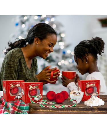 3x Hot Chocolate Bombs with Marshmallows 3x Christmas Candy Canes Sweets Christmas Eve Box Fillers for Kids Teenage Girls Boys Toddler Adults | Xmas Stocking Fillers Drinking Chocolate Peppermint (3) - Buy Online on SooperMarket.com