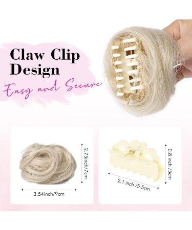REECHO 2 PCS Mini Claw Clip in Messy & Cat Ears Hair Bun Extensions Wig Accessory Updo Hairpieces for Women Girls (Pack of 2-3.5" Wavy Medium Blonde with Pale Highlights) Pack of 2 - 3.5" Wavy Medium Blonde with Pale Highlights - Buy Online on SooperMarket.com