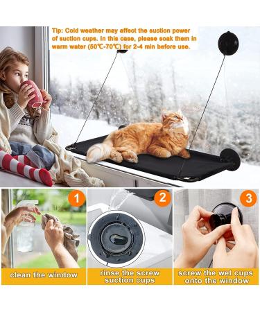 Cat Window Hammock Perch Bed for Large Cats | Upgraded Suction Cups | Black - Buy Online on SooperMarket.com