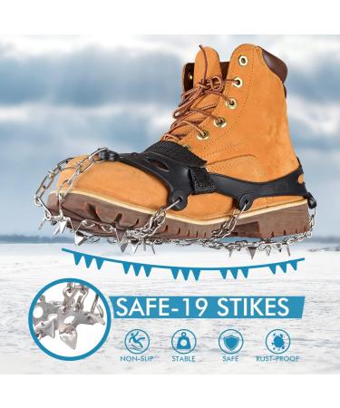 Henoty 19-Spikes Ice Cleats for Hiking Boots - Snow Grips for Women, Men, and Kids | Safe Traction for Hiking, Fishing, Climbing, and Mountaineering - Buy Online on SooperMarket.com