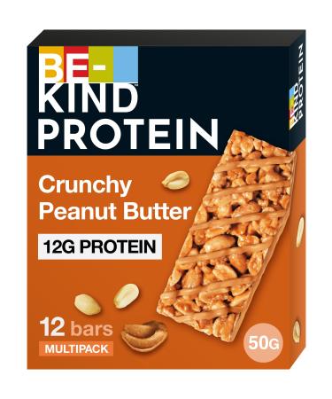 Child protein bar gluten-free snack bar crunchy peanut butter high fiber protein source without artificial color aroma or preservatives 12 x 50g crunchy peanut butter 12 pieces (1 Pack)