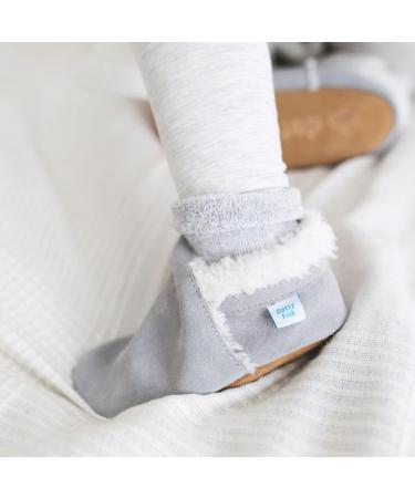 Dotty Fish Suede Baby Slippers | Warm Fleece Lined Toddler Shoes | Non-Slip Soft Sole for Boys and Girls | 0-6 Months to 5-6 Years | Pale Grey - Buy Online on SooperMarket.com