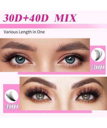 DIY Eyelash Clusters Extensions Kit - Individual False Lashes with Bond & Seal Comfortable & Soft At Home Applicator - 280pc D030 & D040 - Buy Online on SooperMarket.com