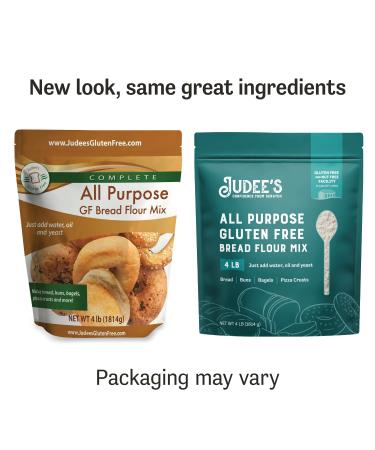 Judee's Gluten Free Bread Flour Mix 4 lb - Versatile Mix for Homemade Bread, Pizza, Bagels & More - Baking and Cooking Essential - 4 Pound Pack - Buy Online on SooperMarket.com
