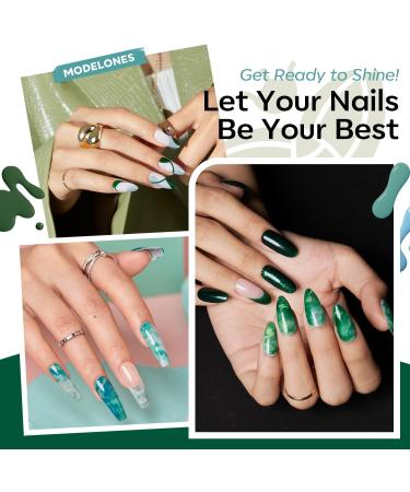Modelones Blue Green Gel Nail Polish - 6 Colors Misty Gray Dark Green Glitter Gel Polish Kit Sage Green Baby Blue Nail Gel Polish Soak Off UV Gel Nail Lamp Gel Nail Kit DIY Home Nails Manicure Gifts - Buy Online on SooperMarket.com