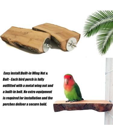 Tfwadmx Parrot Perch 2 Pack - Natural Wood Bird Stand for Cage | Playground Accessories for Parakeet, Cockatiel, Lovebird, Finches, Conure, Budgie - Buy Online on SooperMarket.com