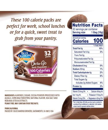 Blue Diamond Almonds Dark Chocolate Snack Nuts â€“ 100 Calorie Packs, 32 Count - Buy Online on SooperMarket.com