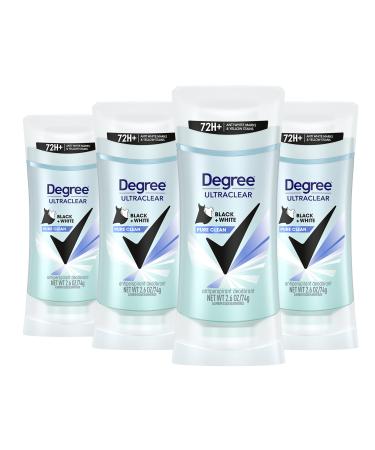 Degree Antiperspirant for Women Protects from Deodorant Stains Pure Clean Deodorant for Women 2.6 oz, Pack of 4 2.6 Ounce (Pack of 4)