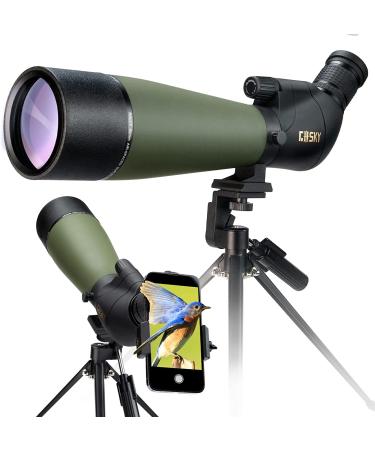Gosky 20-60 X 80 Porro Prism Spotting Scope- Waterproof Scope for Bird Watching Target Shooting Archery Range Outdoor Activities -with Tripod & Digiscoping Adapter