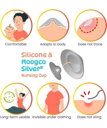 925 Silver Nursing Cups w/ Silicone Pads - Nipple Shields for Newborn Nursing - Soothe & Protect Nipples - Buy Online on SooperMarket.com