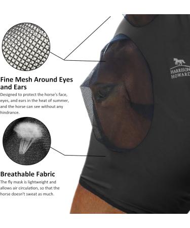 Harrison Howard Super Comfort Stretchy Fly Mask | Large Eye Space & UV Protection | Soft on Skin | Available in Medium & Black - Buy Online on SooperMarket.com