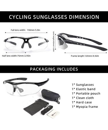 ROCKBROS Photochromic Sports Sunglasses | Men's Cycling Glasses with Removable Elastic Band - Black - Buy Online on SooperMarket.com