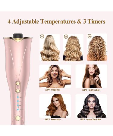 Auto Hair Curler - Automatic Curling Iron Wand with 1 Barrel, 4 Heat Settings, Dual Voltage, Fast Heating - Rose Gold - Buy Online on SooperMarket.com