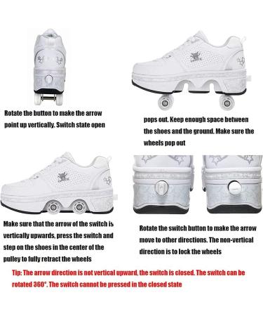 Silver Roller Skates for Women and Men | Outdoor Parkour Shoes with Retractable Wheels | Adults/Kids Quad Roller Skates | Size 8.5 US - Buy Online on SooperMarket.com