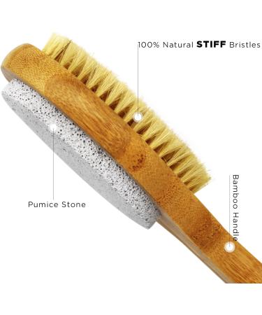 ICANdOIT 2 in 1 Long Handle Bath & Shower Brush with Boar Bristle and Pumice Stone - Exfoliate, Soften Skin, Dry Brushing, Cellulite & Lymphatic Drainage - Buy Online on SooperMarket.com