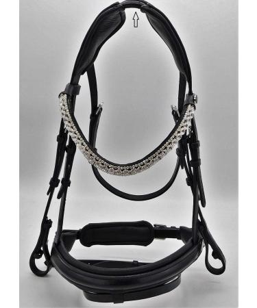 Tyssons Breeches Anatomical Bridle - Reitzaum Relax Shared Neck Piece Black Brown Cognac Ros gold Full Rhinestone Glitter Soft Leather for Ponies (Noric) - Buy Online on SooperMarket.com