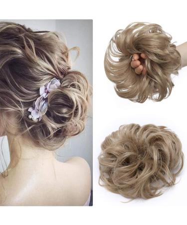 Messy Hair Scrunchies for Women Scrunchy Scrunchie Bun Up Do Hair Piece Hair Ribbon Ponytail Extensions Wavy Ash Blond 35 g Ash Blond