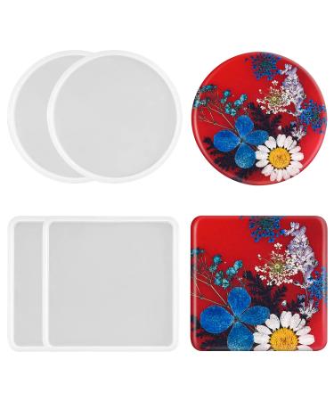 4 PCS Thickened Coaster Resin Molds, Coaster Silicone Molds for Epoxy Resin, Coaster Molds for Resin Casting, Epoxy Resin Molds for DIY Resin Coasters Bowl mats, Candle Holders, Home Decoration. 4pcs