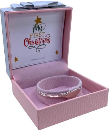Sincerelyforyou - Sterling Silver Baby Bangle with Cubic Zirconia ID - Adjustable Bracelet for Girls - Christening & Christmas Gifts - Buy Online on SooperMarket.com