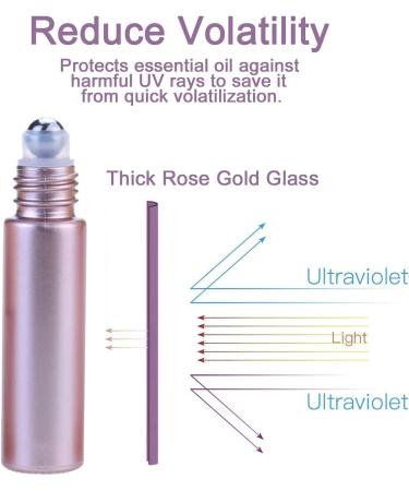 Alledomain 10Pcs 10ml Essential Oil Roller Bottles Refillable Rose Gold Color Roll on Bottles Glass Roll Bottles with Stainless Steel Balls & Rose Gold Cap Include 12 Labels Dropper & Opener Color 2 - Buy Online on SooperMarket.com