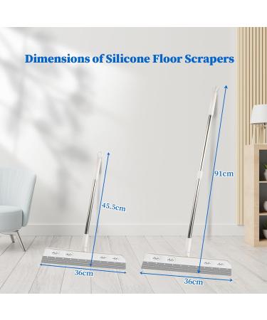 Kioiner Silicone Water Scraper with Long Handle Professional Shower Scraper Squeegee Adjustable Floor Squeegee for Cleaning Washing Drying Shower Glass Garage Windshield Window - Buy Online on SooperMarket.com