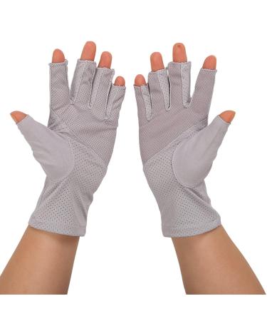 Anti UV Gloves for Gel Nail Lamp Manicure Gloves UV Protection Stretchy Breathable Fingerless Fiber Cotton Nail Lamp Gloves for Home Salon(Gray) - Buy Online on SooperMarket.com