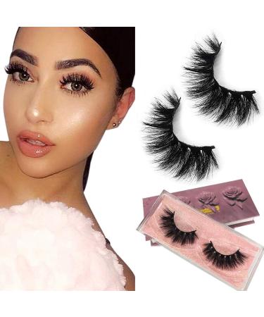 GOO GOO Mink Lashes 16mm Bushy Siberian Mink Fur False Eyelashes Hand Made Strips Real 3D Mink Eyelashes Natural Soft Curl Fake Eyelashes Reusable Make Up Eyelahses 1 Pair 1 Pair (Pack of 1) DAILY2-16mm