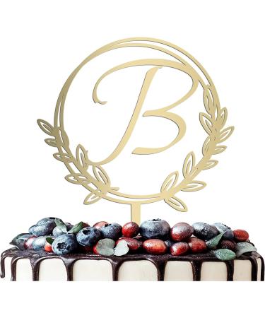 Vinisong Personalized Initial Letter B Golden Cake Topper - Rustic Wedding & Birthday Decoration - Buy Online on SooperMarket.com