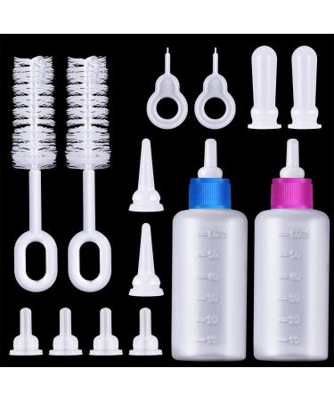 Tondiamo 16 Pieces Pet Feeding Bottle Kit Kitten Bottles Kitten Milk Replacer Puppy Milk Feeder with Replacement Nipples Puppy Feeding Bottles for Newborn Small Animals Nursing Supplies Blue, Pink