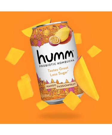Humm Probiotic Kombucha Mango Passionfruit - 2 Billion Probiotics - Organic, Vegan & GMO-Free - 12 Pack, 12 Fl Oz - Buy Online on SooperMarket.com