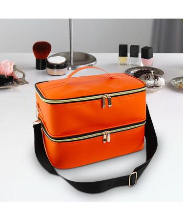 Folpus Nail Polish Organizer Nail Organizers Double Layer Nail Supplies Travel Nail Kits Nail Polish Storage Box Handbag for Home Orange - Buy Online on SooperMarket.com
