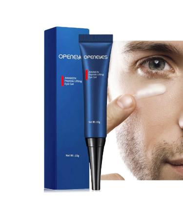 AKARY Awaken Peptide Depuffing Eye Gel  OPENEYES Lifts Firming Eye Tightener  Men's Moisturizing Eye Cream Hydrating Eye Gel Smooths Under Eyes for Dark Circles  Puffiness  Fine Lines  and Bags 0.50 Ounce (Pack of 1) whi...