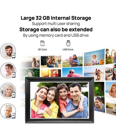 FRAMEO 10.5 Smart WiFi Digital Photo Frame with Touch Screen, Auto-Rotate, 32GB Storage - Share Moments Instantly via Frameo App | FHD IPS LCD Display - Buy Online on SooperMarket.com