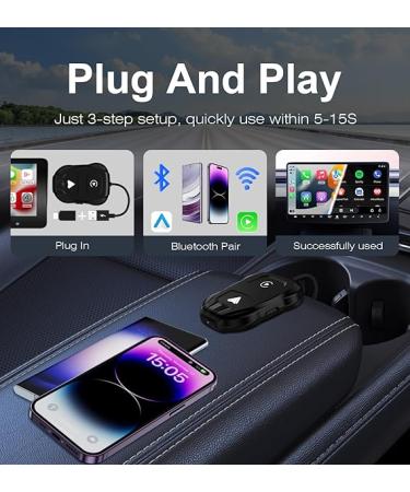2024 Style Wireless Carplay/Android Auto Adapter | OEM Wired Conversion | USB A/C Compatible | Plug & Play Setup - Buy Online on SooperMarket.com