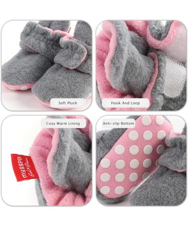 TMEOG Baby Booties Slippers | Infant First Walking Shoes | Winter Sock Crib Shoes for Boys Girls 0-18 Months | Light Grey Pink Furry | 6-12 Months - Buy Online on SooperMarket.com