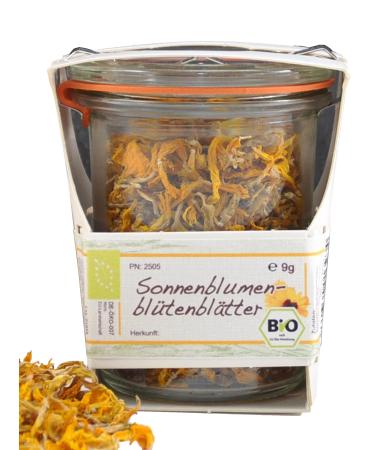 Edible organic flowers in the alarm glass |Tea gift in Premium Quality |Hand processed |Plastic -free packaging |Thank you in the glass of sunflower petals