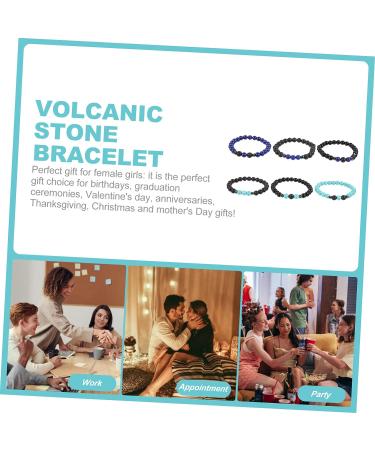 Healvian 12 Pcs Volcanic Stone Bracelet Set - Anti Nausea & Motion Sickness Jewelry for Women - Obsidian Magnetic Therapy Anklet & Wrist Chain - Assorted Colors - Buy Online on SooperMarket.com