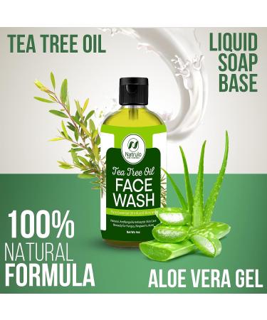 Tea Tree Oil Face Wash 4oz - Natural Skin Cleanser for Acne & Ringworm - Made in USA - Buy Online on SooperMarket.com