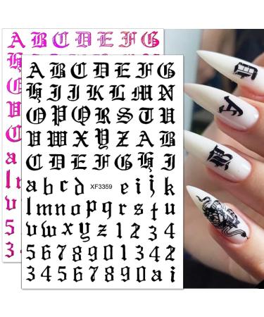 12 Sheets Alphabet Nail Art Stickers - 3D Self-Adhesive Decals - Holographic English Font Manicure Decorations - Buy Online on SooperMarket.com