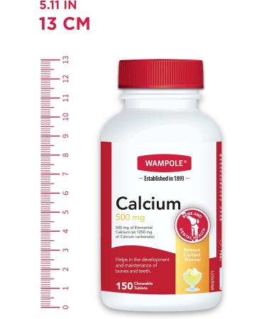 Wampole Calcium 500 mg Banana Custard Flavour 150 Chewable Tablets - Buy Online on SooperMarket.com