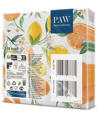 PAW 3-Layer Napkins (33x33 cm) | 20 Colorful Citrus Fruit & Bee Party Napkins | Ideal for Birthdays Weddings & Celebrations - International Shipping Available - Buy Online on SooperMarket.com