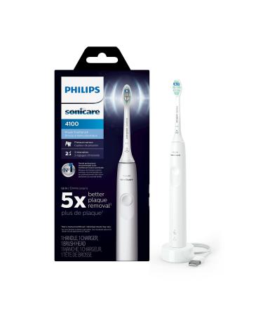 Philips Sonicare 4100 Power Toothbrush, Rechargeable Electric Toothbrush with Pressure Sensor, White HX3681/23 White New 4100