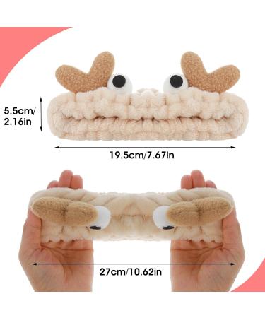 WLLHYF Face Wash Headband Facial Makeup Hairband Elastic Spa Headband Cute Coral Fleece Crab Hair Band Cartoon Creative Head Wraps Cute Christmas Hair Accessories for Women Girls Skincare Sports Khaki - Buy Online on SooperMarket.com