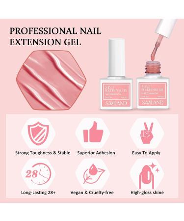Saviland 5-in-1 Builder Nail Gel Set - Sheer Pink Color, 6pcs 10ML Nail Extension & Strengthening Gel in a Bottle - Hard Gel for Nail Repair - Gift Box Set for Ladies - Buy Online on SooperMarket.com