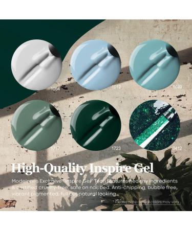 Modelones Blue Green Gel Nail Polish - 6 Colors Misty Gray Dark Green Glitter Gel Polish Kit Sage Green Baby Blue Nail Gel Polish Soak Off UV Gel Nail Lamp Gel Nail Kit DIY Home Nails Manicure Gifts - Buy Online on SooperMarket.com
